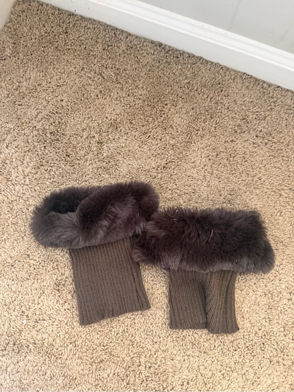 Cato Brown Faux Fur Knit Boot Cuffs